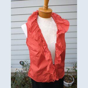 Ralph Lauren Coral Red Ruffled Sleeveless Blouse